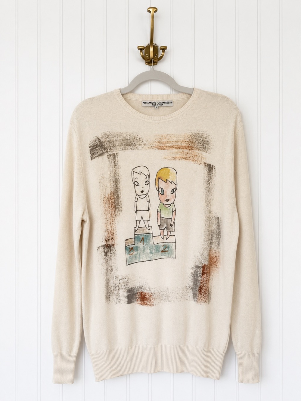 Alessandro Gherardeschi Made in Italy Graphic Art Cotton Sweater L